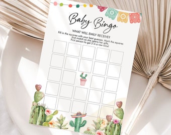 Editable Baby Bingo Game Cactus Baby Fiesta Mexican Shower Game Baby Coed Sprinkle Games Instant Download Corjl Template Printable 0404