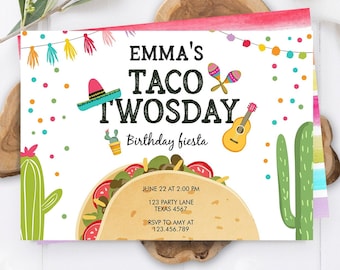 Editable Taco Twosday Invitation Fiesta Mexican Boy Second Birthday 2nd Cactus Burrito Digital Download Evite Template Printable 0161