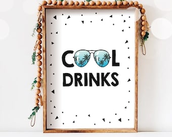 Cool Drinks Sign Two Cool Birthday Party Sign Boy One Cool Dude Table Decor Pilot Sunglasses Drink Station Instant Download PRINTABLE 0136