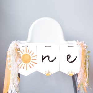 Sunshine High Chair Banner Little Sunshine Girl 1st First Birthday First Trip Around the Sun ONE Sunshine Party Decor PRINTABLE Digital 0431