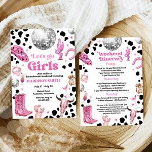 Editable Nashville Bachelorette Weekend Invitation Last Rodeo Invitation & Itinerary Let&#39;s Get Nashty Download Printable Template Corjl 0455