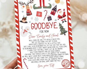 Editable Elf Goodbye Letter Departure Letter Christmas Goodbye from Your Elf Christmas Elf Letter Santa Claus Poem Printable Template 0496