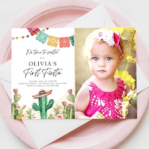 Invito Fiesta Modificabile Primo Compleanno Fiesta Cactus Messicano Succulento Deserto Ragazza Floreale Download Digitale Modello Evite Stampabile 0404