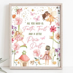 Letrero de recuerdos de cumpleaños de hadas Letrero de polvo de hadas Decoración de mesa de recuerdos de hadas Jardín mágico de hadas Niña de polvo de hadas Descarga digital Imprimible 0406