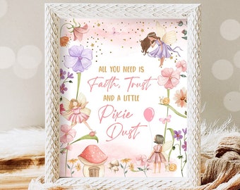Fairy Birthday Favors Sign Fairy Dust Sign Fairy Favors Table Decor Magical Fairy Garden Pixie Dust Sign Girl Decorations Printable 0406