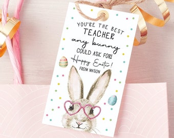 Bewerkbare cadeaukaartjes voor leraar Pasen, jij bent de beste leraar die elk konijn om gunst kan vragen Tags leraar waardering digitaal AFDRUKBAAR 0449