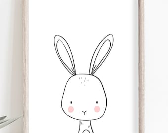 Bunny Nursery Print Kids Wall Art Poster Art Nursery Safari Kids Room Modern Minimalist Cute Bunny Digital Download Printable 0039