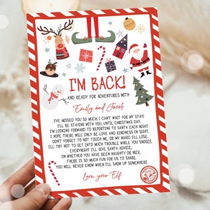 Editable Elf Arrival Letter Return Letter Christmas Elf I'm Back Elf Welcome Christmas Elf Letter From Your Elf Template Printable 0496