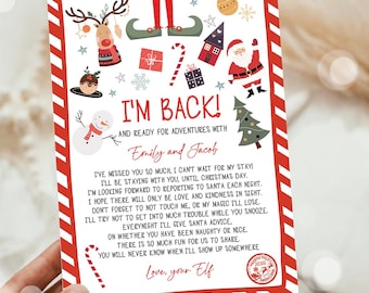 Editable Elf Arrival Letter Return Letter Christmas Elf I'm Back Elf Welcome Christmas Elf Letter From Your Elf Template Printable 0496