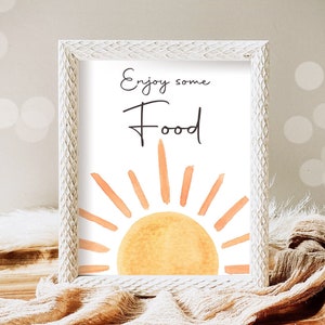 Sonnenschein Geburtstag Party Essen Zeichen erste Reise um die Sonne Geburtstag Party Dekor Boho Sonnenschein Snacks Tisch Instant Download Printable 0431