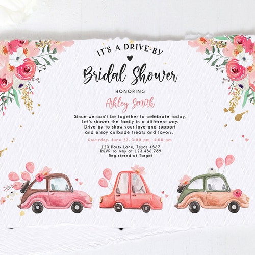 Editable Drive by Wedding Shower Invitation Drive Through Etsy