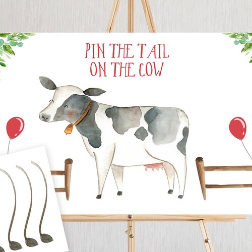 Pin the Tail on the Cow Birthday Party Game Printable Instant Etsy