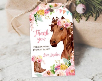 Floral Horses Birthday Stickers Personalized Gift Bag Favor Labels Floral Horses Birthday Stickers Personalized Gift Bag Favor Labels