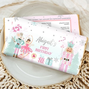 Editable Nutcracker Chocolate Bar Labels Candy Bar Nutcracker Birthday Winter Land of Sweets Digital Download Template Printable 0352