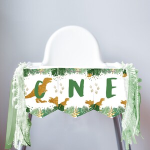Dinosaur High Chair Banner Dinosaur 1st First Birthday Boy High Chair ONE Banner Dino Party Decor T-Rex Birthday Gold PRINTABLE Digital 0146
