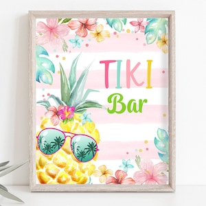 Tiki Bar Sign Pineapple Birthday Sign Luau Party Sign Drinks Table Hawaiian Party Decoration Hawaii Tropical Instant Download Printable 0391