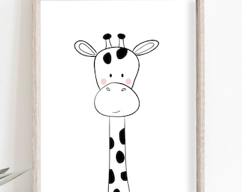 Giraffe Nursery Print Kids Wall Art Poster Art Nursery Safari Kids Room Modern Minimalist Cute Giraffe Digital Download Printable 0039