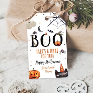 Editable Halloween Favor Tags Boo Gift Tags Costume Party Trick Or Treat Favor Tags Birthday Party Download Printable Template Corjl 0261