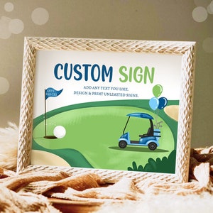 Editable Custom Sign Golf Birthday Party Sign Hole in One Birthday Par-tee Golf Table Sign Decoration 10x8 Instant Download PRINTABLE 0405