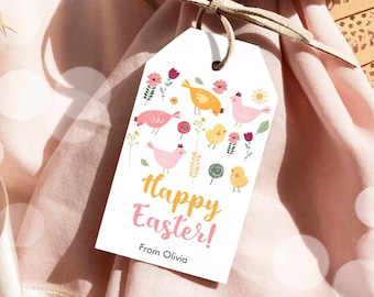 Editable Easter Gift Tags Happy Easter Teacher Appreciation Classroom Favor Tag Little Chick Egg Easter Treat Cookie Digital PRINTABLE 0449