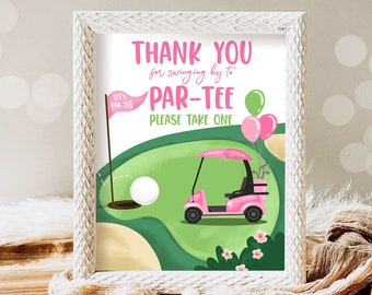 Favor Sign Golf Birthday Party Thank You Birthday Girl Decor Par-tee Decor Golfing Party Hole in One 1st Digital Download Printable 0405
