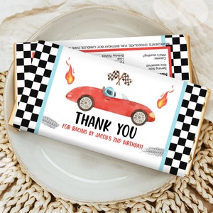 Etiqueta editable para barra de chocolate con diseño de coche de carreras. Envoltorio para barra de chocolate. Cumpleaños de niño con temática de carreras. Fiesta de coches de carreras. Plantilla digital descargable para imprimir. 0424