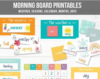 Morning Board Printable Activity Toddler Kids Homeschool Weather Chart Calendar Preschool Daycare Seasons Months Download Printable 0341