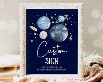 Editable Custom Sign Space Birthday Sign Galaxy Birthday Outer Space Party Decor Boy Astronaut Planets 8x10 Download PRINTABLE Corjl 0357