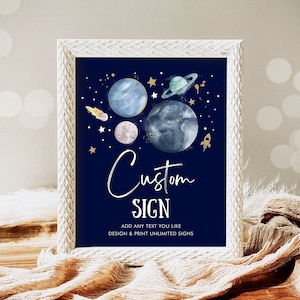 Editable Custom Sign Space Birthday Sign Galaxy Birthday Outer Space Party Decor Boy Astronaut Planets 8x10 Download PRINTABLE Corjl 0357