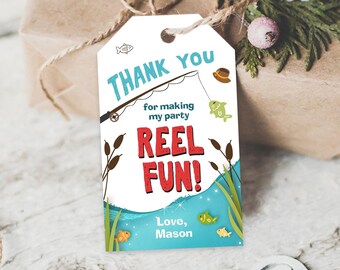 Editable Fishing Favor Tags Tags Fishing Birthday Thank you tags Gone Fishing Party Fish tags Big One Boy Template PRINTABLE Corjl 0080