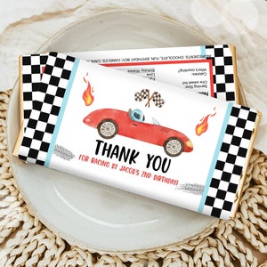 Editable Race Car Chocolate Bar Label Candy Bar Wrapper Racing Birthday Boy Two Fast Party Race Car Digital Download Template Printable 0424