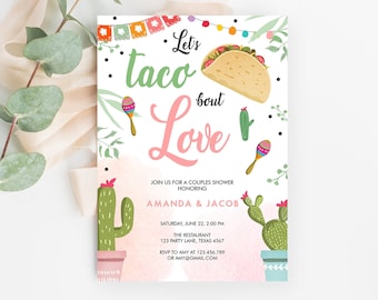 Editable Taco Bout Love Fiesta Couples Shower Invite Cactus Bridal Shower Taco Invitation Download Printable Invitation Template Corjl 0254