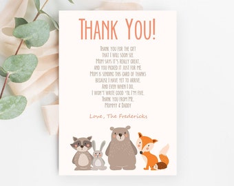 Woodland Thank You Cards Forest Friends Thank You Cards - Etsy