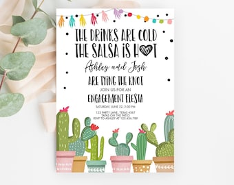 Editable Fiesta Engagement Party Invitation Bridal Shower Couples Shower Wedding Cactus Digital Download Evite Template Printable 0254