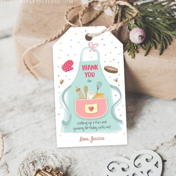 Editable Cooking Favor Tags Tags Baking Birthday Thank you tags Kids Stock The Kitchen Bridal Shower Tags Template Corjl PRINTABLE 0219