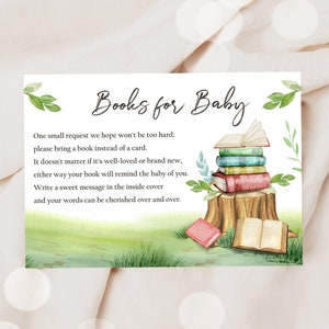 Libro di fiabe modificabile Porta un libro Biglietto di auguri Baby Shower Genere neutro Nuovo capitolo Baby Shower Libro a tema Inserto per libro Corjl Modello 0427