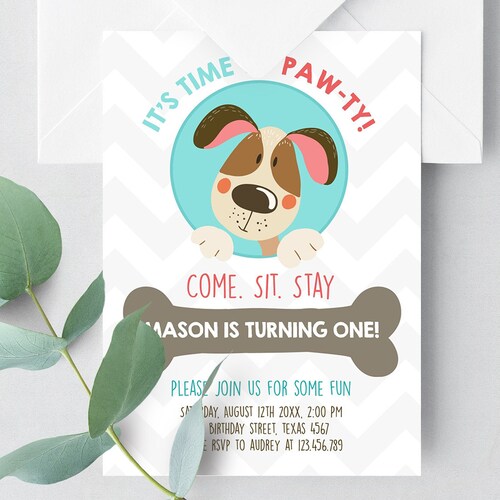 Dog Birthday Party Invitation Template Dog Pawty Printable - Etsy