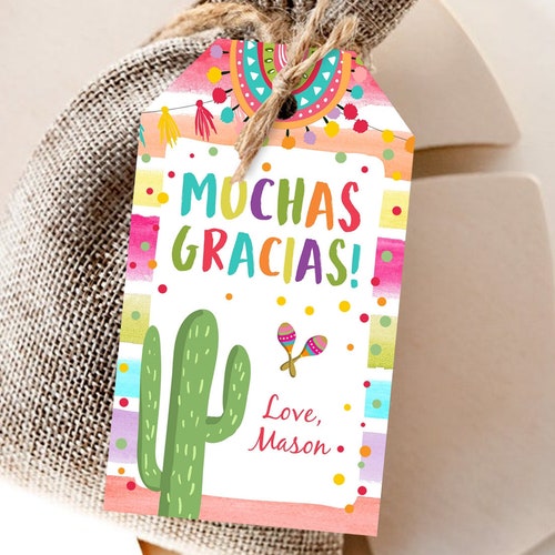 Fiesta Favor Tags Muchas Gracias Tags Fiesta Thank You Tags - Etsy