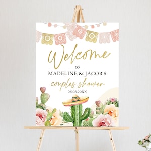 Editable Fiesta Cactus Welcome Sign Couples Shower Boho Welcome Mexican Succulent Taco Bout Love Succulent Corjl Template Printable 0419