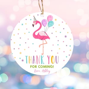 Editable Flamingo Favor Tag Drive By Birthday Favors Party Parade Cars Tropical Thank You Gift Tags Pink Girl Corjl Template Printable 0200