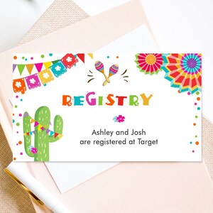 Modèle numérique modifiable Fiesta insérer carte Registre bébé douche nuptiale anniversaire cactus succulentes mexicaines imprimable 0045