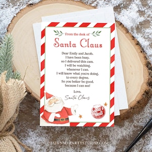 Carta de Papá Noel personalizada editable Carta de Papá Noel por correo exprés del Polo Norte Carta de Papá Noel Descarga instantánea Plantilla imprimible 0358