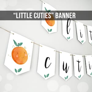 Little Cuties Banner Arance Compleanno Ragazza Ragazzo Seggiolone Festa di Compleanno Banner Decor Cutie Agrumi Arancia Digitale Scarica Stampabile 0330