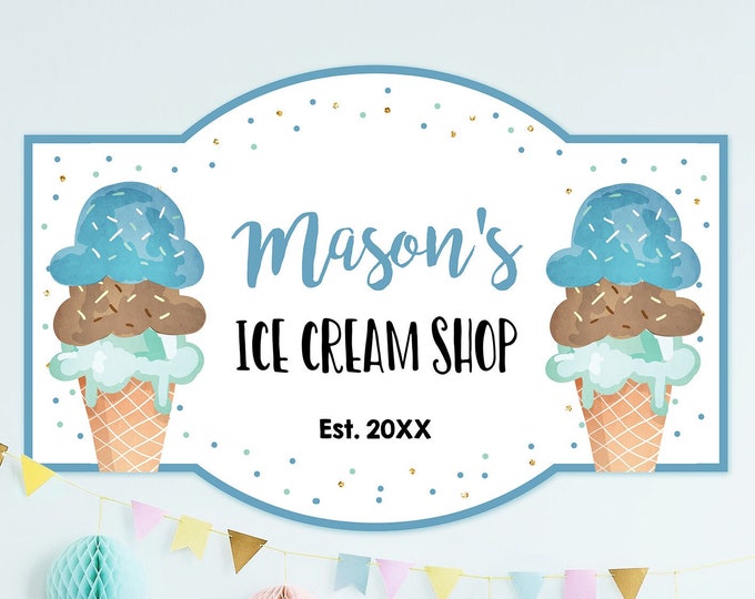 Editable Ice Cream Shop Sign Ice Cream Birthday Welcome Ice - Etsy