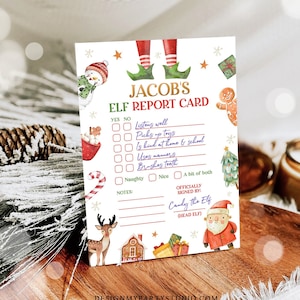 Libreta de calificaciones de elfo editable Carta de elfo personalizada Carta de elfo navideño de tu libreta de calificaciones de elfo Decoración de Papá Noel Plantilla imprimible 0445