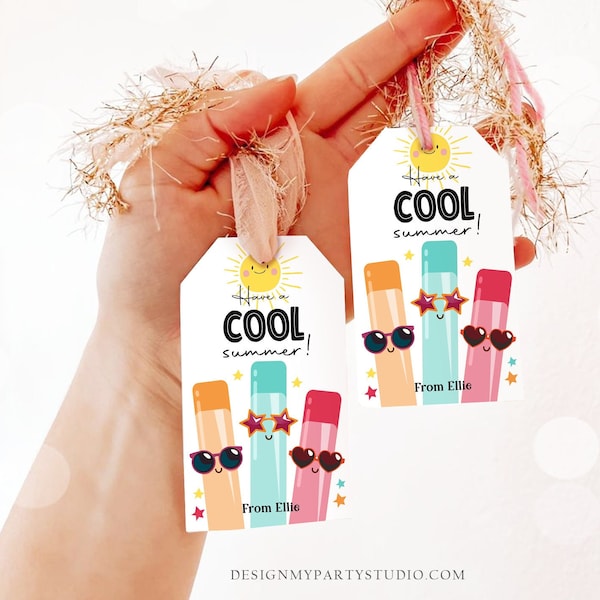 Editable Last Day of School Tag Stay Cool Ice Tag Summer End Of School Year Tag Freeze Ice Cool Treat Corjl Template Printable 0464