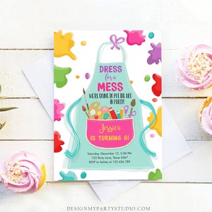 Editable Painting Party Invitation Art Party Birthday Invite Girl Pink Paint Craft Party Download Printable Template Digital Corjl 0319