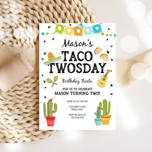 Bearbeitbare Taco Twosday Einladung Mexikanischer Twosday Geburtstag Fiesta 2. Geburtstag Junge Fiesta Zwei Download Druckbare Einladen Vorlage Evite 0161