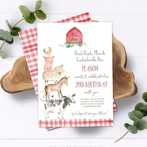 Editable Farm Birthday Invitation Boy Farm Animals Boy Barnyard Birthday Party Download Printable Invitation Template Digital Corjl 0155