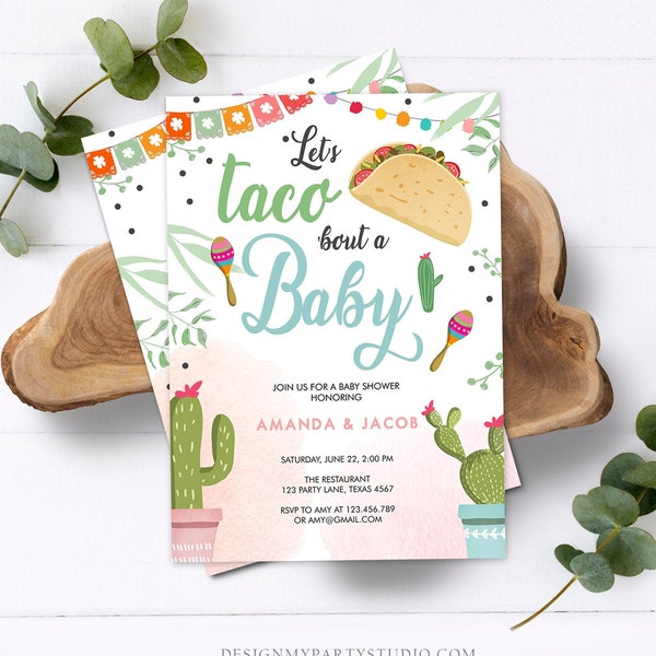 Bearbeitbare Taco Einladung zur Babyparty Junge Kaktus Mexikanische Fiesta Babyparty Taco Download Druckbare Einladungsvorlage Corjl 0254